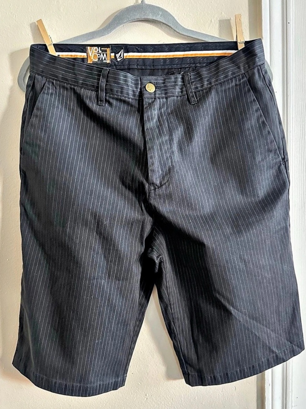 Volcom Frickin Stripe Chino Shorts Black Waist 32